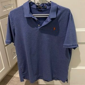 Blue Polo by Ralph Lauren Polo Shirt with Orange Logo Classic Fit Size Large